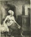 Rembrandt: Kandalló mellett ülő női félakt
